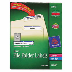AVE5766 Self-Adhesive Laser/Inkjet File Folder Labels, Blue Border, 1500/Box By AVERY-DENNISON