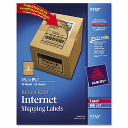 AVE5783 Brown Kraft Shipping Labels, 5 1/2 x 8 1/2, 50/Pack By AVERY-DENNISON