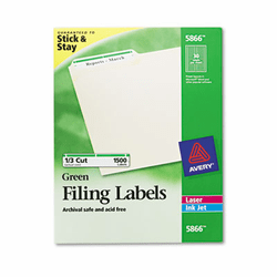 AVE5866 Self-Adhesive Laser/Inkjet File Folder Labels, Green Border, 1500/Box By AVERY-DENNISON