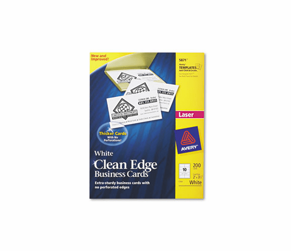 AVE5871 Clean Edge Laser Business Cards, 2 x 3 1/2, White, 10/Sheet, 200/Pack By AVERY-DENNISON
