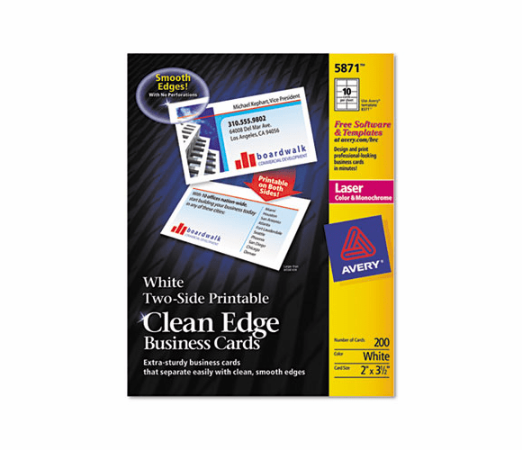 AVE5874 Two-Side Clean Edge Laser Business Cards, 2 x 3 1/2, White, 1000/Pack By AVERY-DENNISON