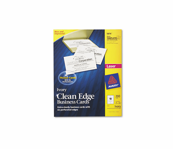 AVE5876 Clean Edge Laser Business Cards, 2 x 3 1/2, Ivory, 10/Sheet, 200/Pack By AVERY-DENNISON