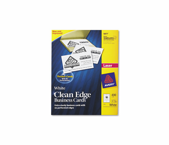 AVE5877 Clean Edge Laser Business Cards, 2 x 3 1/2, White, 10/Sheet, 400/Box By AVERY-DENNISON