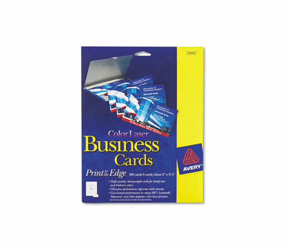 AVE5881 Laser Business Cards, 2 x 3 1/2, White, Uncoated, 8/Sheet, 160/Pack By AVERY-DENNISON