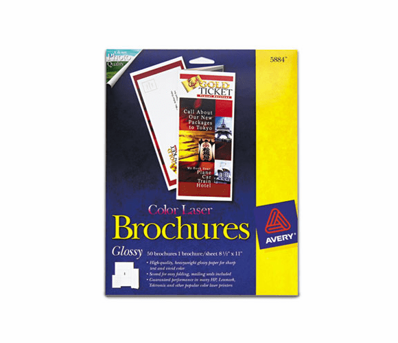 AVE5884 Brochure Paper, Glossy, 8-1/2 x 11, White, 50 Sheets/Pack By AVERY-DENNISON