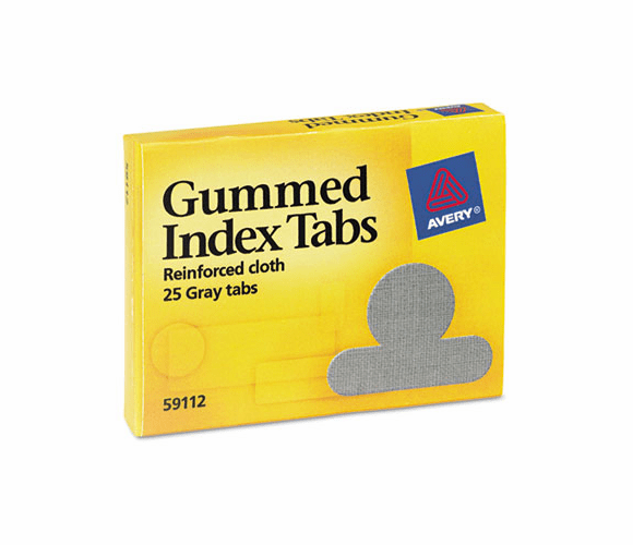 AVE59112 Gummed Index Tabs, 1/2 in, Gray, 25/Pk