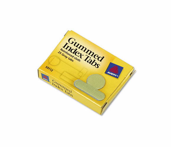 AVE59112 Gummed Index Tabs, 1/2 in, Gray, 25/Pack By AVERY-DENNISON