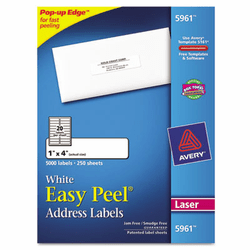 AVE5961 Easy Peel Laser Address Labels, 1 x 4, White, 5000/Box By AVERY-DENNISON