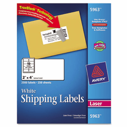 AVE5963 Shipping Labels with TrueBlock Technology, 2 x 4, White, 2500/Box By AVERY-DENNISON