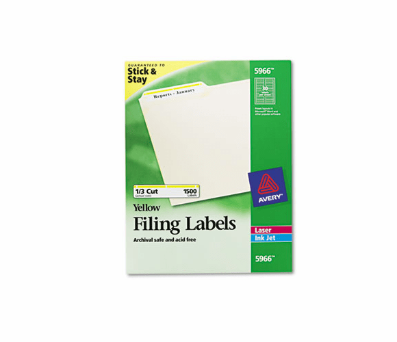 AVE5966 Self-Adhesive Laser/Inkjet File Folder Labels, Yellow Border, 1500/Box By AVERY-DENNISON
