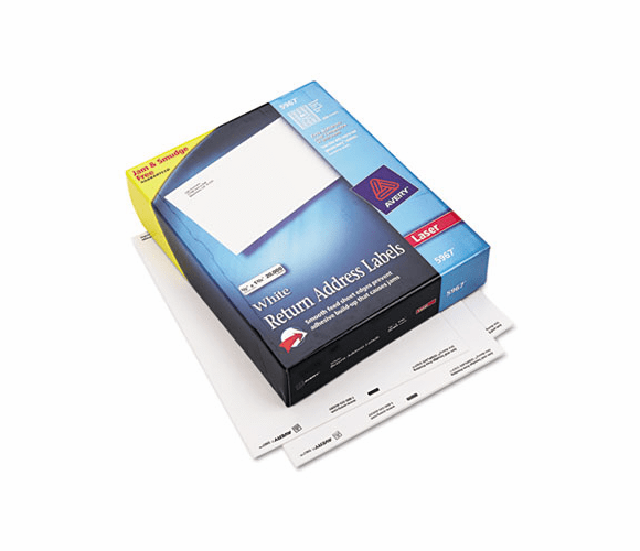 AVE5967 Return Address Labels, 1/2 x 1-3/4, White, 20000/Box By AVERY-DENNISON