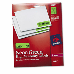 AVE5971 High-Visibility Laser Labels, 1 x 2-5/8, Neon Green, 750/Pack By AVERY-DENNISON