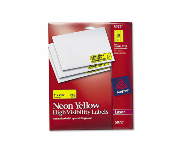 AVE5972 High-Visibility Laser Labels, 1 x 2-5/8, Neon Yellow, 750/Pack By AVERY-DENNISON