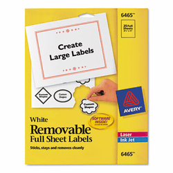 AVE6465 Removable Inkjet/Laser ID Labels, 8-1/2 x 11, White, 25/Pack By AVERY-DENNISON