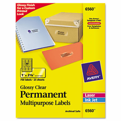 AVE6560 Permanent I.D. Labels, 1 x 2 5/8, Clear, 750/Pack By AVERY-DENNISON