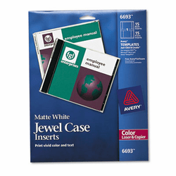 AVE6693 Laser CD/DVD Jewel Case Inserts, Matte White, 15/Pack By AVERY-DENNISON