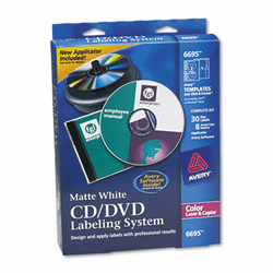 AVE6695 CD/DVD Design Kit, Matte White, 30 Laser Labels and 8 Inserts By AVERY-DENNISON