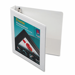 AVE68056 Framed View Binder With One Touch Locking EZD Rings, 1" Capacity, White By AVERY-DENNISON