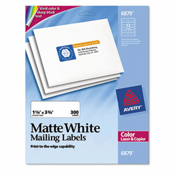 AVE6879 Shipping Labels for Color Laser & Copier, 1-1/4 x 3-3/4, Matte White, 300/Pack By AVERY-DENNISON