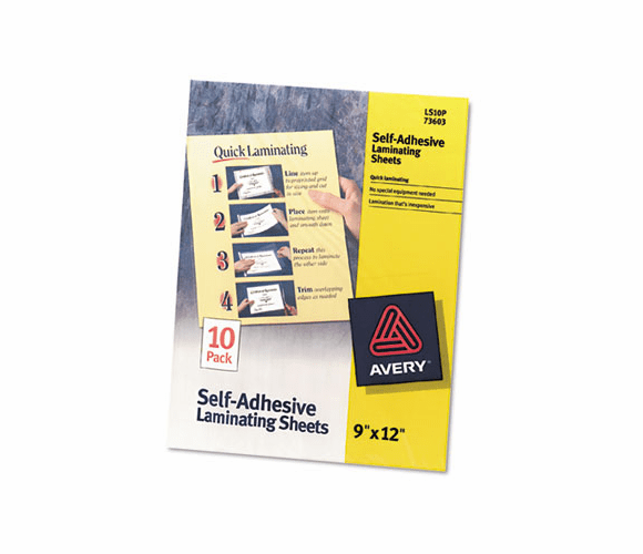 AVE73603 Clear Self-Adhesive Laminating Sheets, 3 mil, 9 x 12, 10/Pack By AVERY-DENNISON