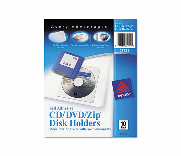 AVE73721 Self-Adhesive Media Pockets, 10/Pack By AVERY-DENNISON
