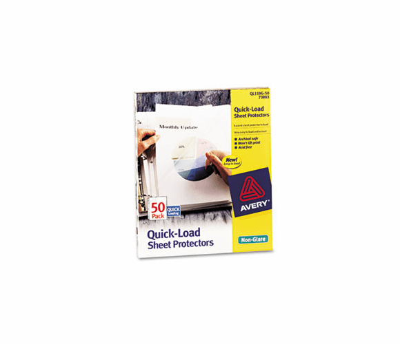 AVE73803 Quick Top & Side Loading Sheet Protectors, Letter, Non-Glare, 50/Box By AVERY-DENNISON