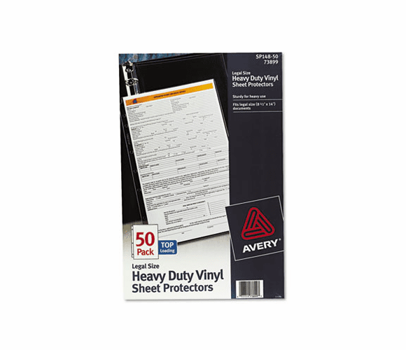 AVE73899 Top-Load Vinyl Sheet Protectors, Heavy Gauge, Legal, Clear, 50/Box By AVERY-DENNISON
