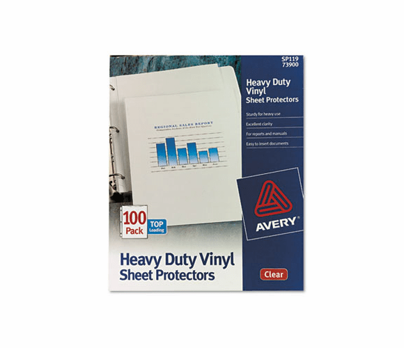AVE73900 Top-Load Vinyl Sheet Protectors, Heavy Gauge, Letter, Clear, 100/Box By AVERY-DENNISON