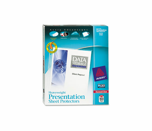 AVE74100 Top-Load Poly Sheet Protectors, Hvy Gauge, Letter, Diamond Clear, 100/Box By AVERY-DENNISON