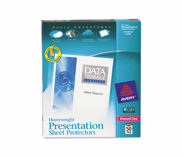 AVE74106 Top-Load Poly Sheet Protectors, Heavy Gauge, Letter, Diamond Clear, 50/Box By AVERY-DENNISON