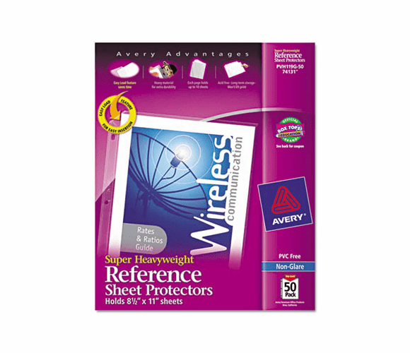 AVE74131 Top-Load Poly Sheet Protectors, Super Heavy Gauge, Ltr, Nonglare, 50/Box By AVERY-DENNISON