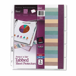 AVE74160 Protect 'n Tab Top-Load Clear Sheet Protectors w/Five Tabs, Letter By AVERY-DENNISON