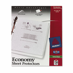 AVE74170 Top-Load Poly Sheet Protectors, Economy Gauge, Letter, Semi-Clear, 150/Box By AVERY-DENNISON
