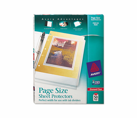 AVE74203 Top-Load Poly 3-Hole Punched Sheet Protectors, Ltr, Diamond Clear, 50/Box By AVERY-DENNISON