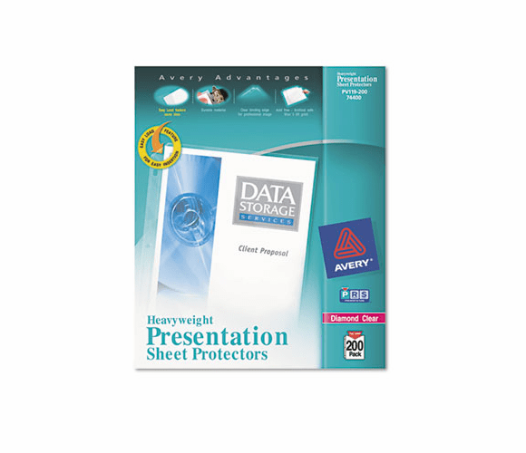 AVE74400 Top-Load Poly Sheet Protectors, Heavy, Letter, Diamond Clear, 200/Box By AVERY-DENNISON
