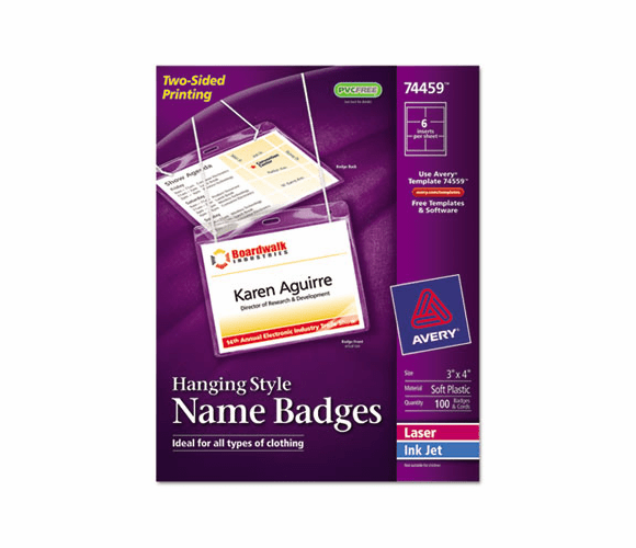 AVE74459 Neck Hanging-Style Flexible Badge Holders, Top Load, 3 x 4, White, 100/Box By AVERY-DENNISON