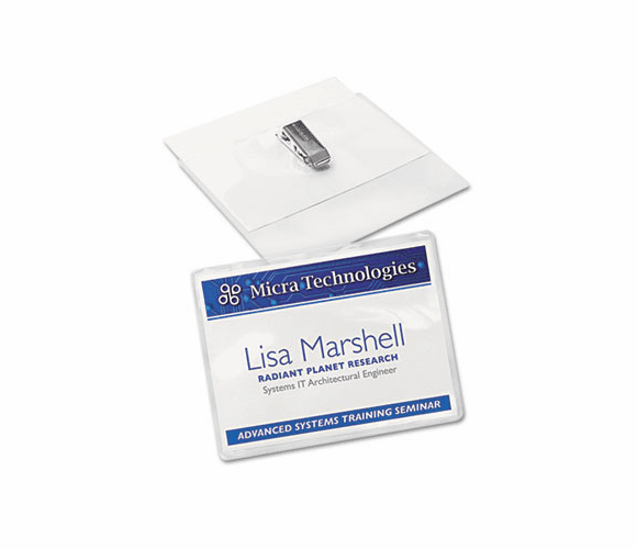 AVE74541 Badge Holders w/Laser/Inkjet Inserts, Top Loading, 3 x 4, White, 100/Box By AVERY-DENNISON