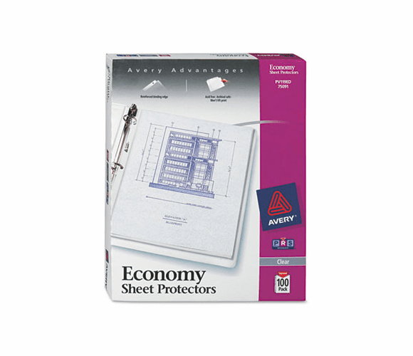AVE75091 Top-Load Poly Three-Hole Sheet Protectors, Economy Gauge, Letter, 100/Box By AVERY-DENNISON