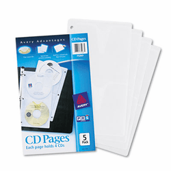 AVE75263 Two-Sided CD Organizer Sheets for Three-Ring Binder, 5/Pack By AVERY-DENNISON