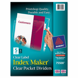 AVE75500 Index Maker Clear Label Three-Hole Punch View Dividers, Letter, 5/Set By AVERY-DENNISON