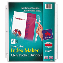 AVE75501 Index Maker Clear Label Three-Hole Punch View Dividers, Letter, 8/Set By AVERY-DENNISON