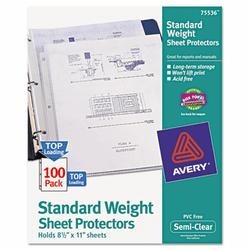 AVE75536 Top-Load Polypropylene Sheet Protectors, Letter, Semi-Clear, 100/Box By AVERY-DENNISON