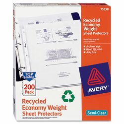AVE75538 Top-Load Recycled Polypropylene Sheet Protector, Semi-Clear, 200/Box By AVERY-DENNISON