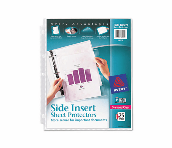 AVE76001 Secure Side-Load Sheet Protectors, Heavy Gauge, Ltr, Diamond Clear, 25/Pack By AVERY-DENNISON
