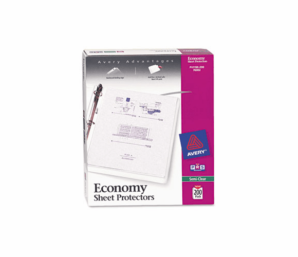 AVE76002 Top-Load Polypropylene Sheet, Economy Gauge, Letter, Semi-Clear, 200/Box By AVERY-DENNISON