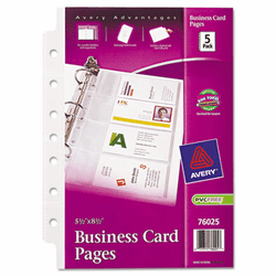 AVE76025 Business Card Binder Pages, 8 2 x 3 1/2 Cards/Page, 5 Pages/Pack By AVERY-DENNISON