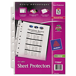 AVE77004 Top Load Sheet Protector, Heavyweight, 8.5 x 5.5, Clear 25/Pk By AVERY-DENNISON