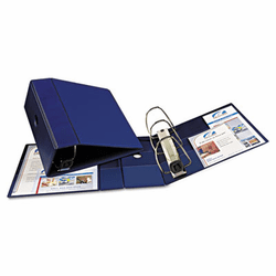 AVE79826 Heavy-Duty Vinyl EZD Reference Binder With Finger Hole, 5" Capacity, Navy Blue By AVERY-DENNISON