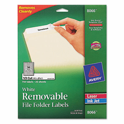 AVE8066 Removable Inkjet/Laser Filing Labels, 2/3 x 3-7/16, White, 750/Pack By AVERY-DENNISON