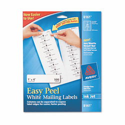 AVE8161 Easy Peel Inkjet Address Labels, 1 x 4, White, 500/Pack By AVERY-DENNISON